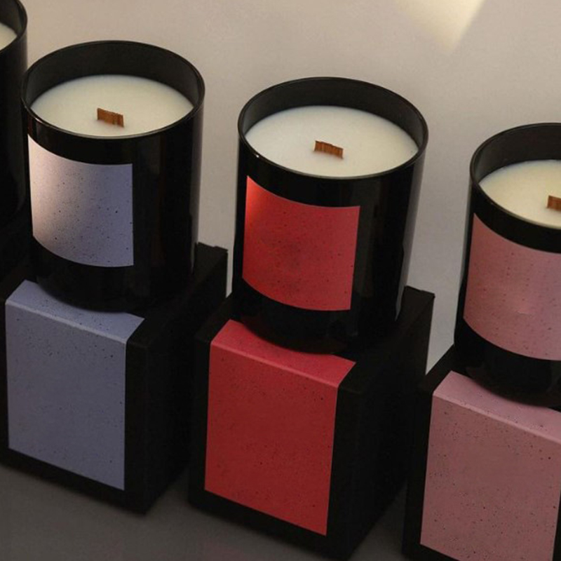 220g Beker met dikke bodem Milieuvriendelijke rookvrije houten kern High-end geschenkdoos Plantaardige etherische olie Sojawas Geurkaars